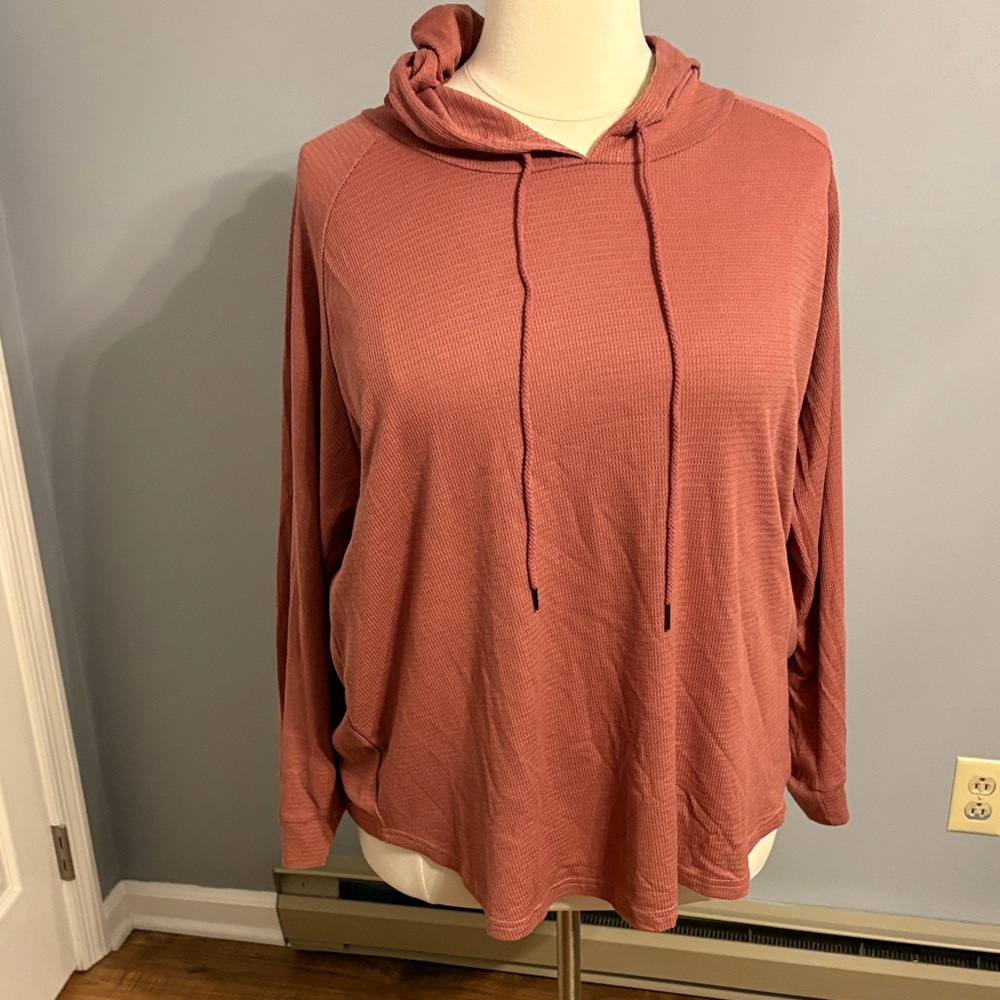 Women’s Dusty Rose Lightweight Waffle Hoodie Sweatshirt